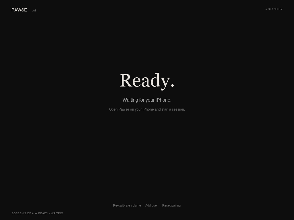 Ready screen waiting for iPhone